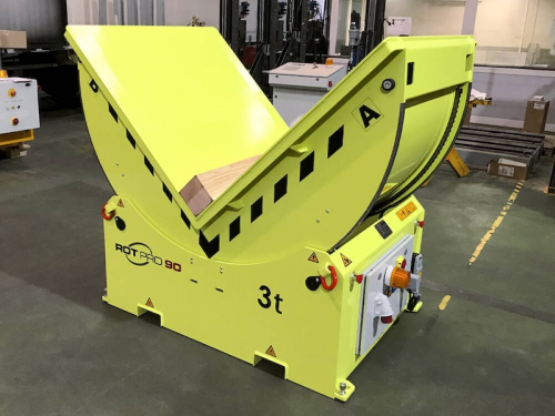 Sklopný stôl elektromotorickýpre pre otáčanie pravouhlých bremien o 90°