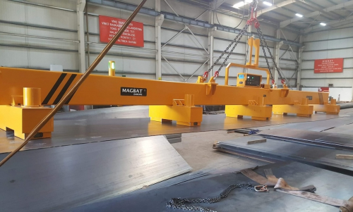 Magnetic traverse for sheet metal transport<br />Magnetic traverse with electropermanent load magnets for sheet metal handling-standard version