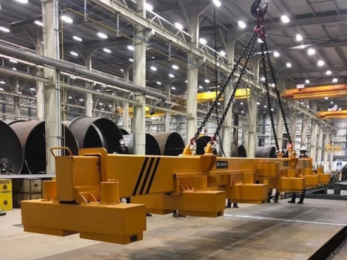 Magnetic traverse for sheet metal handling<br />Magnetic traverse with electropermanent load magnets for sheet metal handling