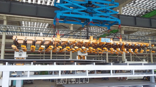 Magnetická traverza na prácu s plechmi<br>Magnetická traverza na nakladanie a vykladanie rezacích strojov