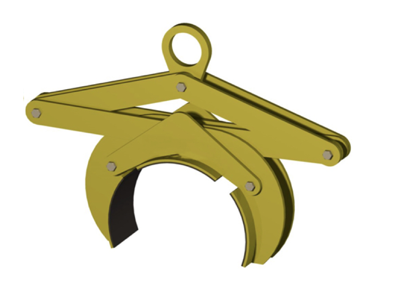 Selfgripping tongs with lever for loads with round cross section Loads with circular cross