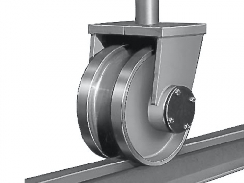 Mobilný dielenský portálový žeriav | Conncept.cz<br>Mobilný dielenský portálový žeriav - koleso s drážkou