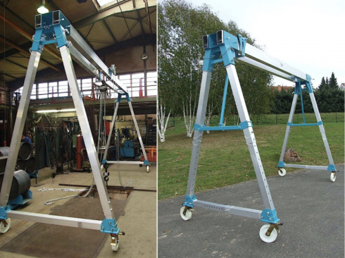 Mobilný dielenský portálový žeriav | Conncept.cz<br>Mobilný dielenský žeriav - špeciálne prevedenie / dvojnosníkový / nosnosť 1,5 t / dĺžka nosníka 6 m