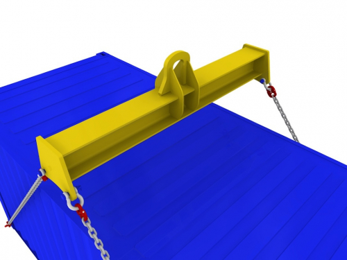 Žeriavová traverza na manipuláciu s kontajnermi<br>Žeriavová traverza s horným závesným okom na použitie v nízkych halách